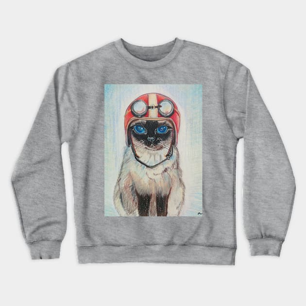 Aviator Cat Crewneck Sweatshirt by Novaart